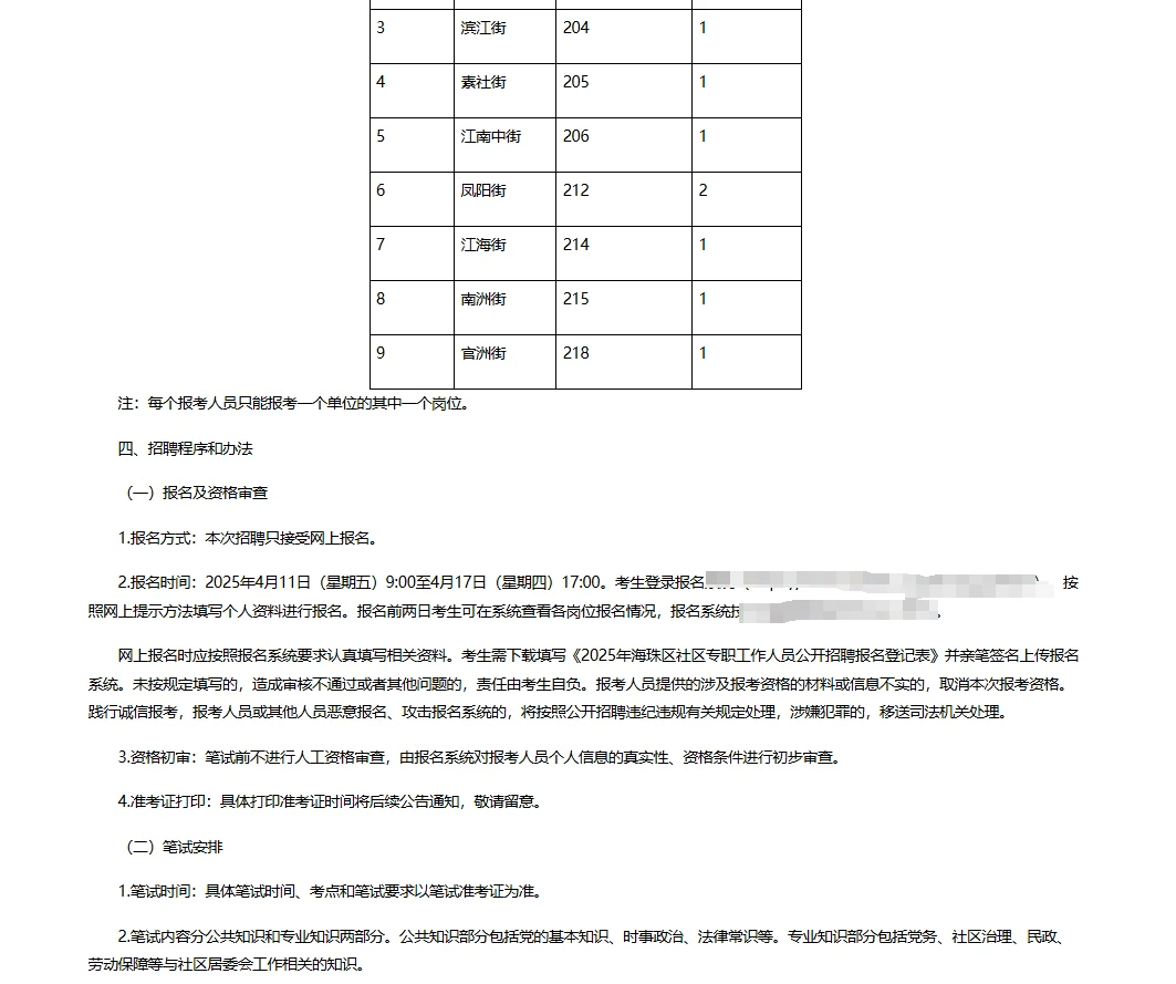 广州市海珠区社区专职招聘资料来咯！