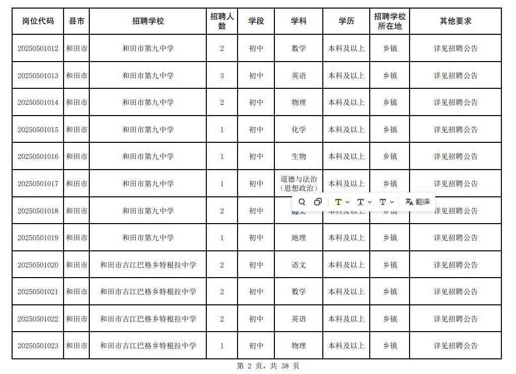 2025和田地区教师招聘公告（2000人）
