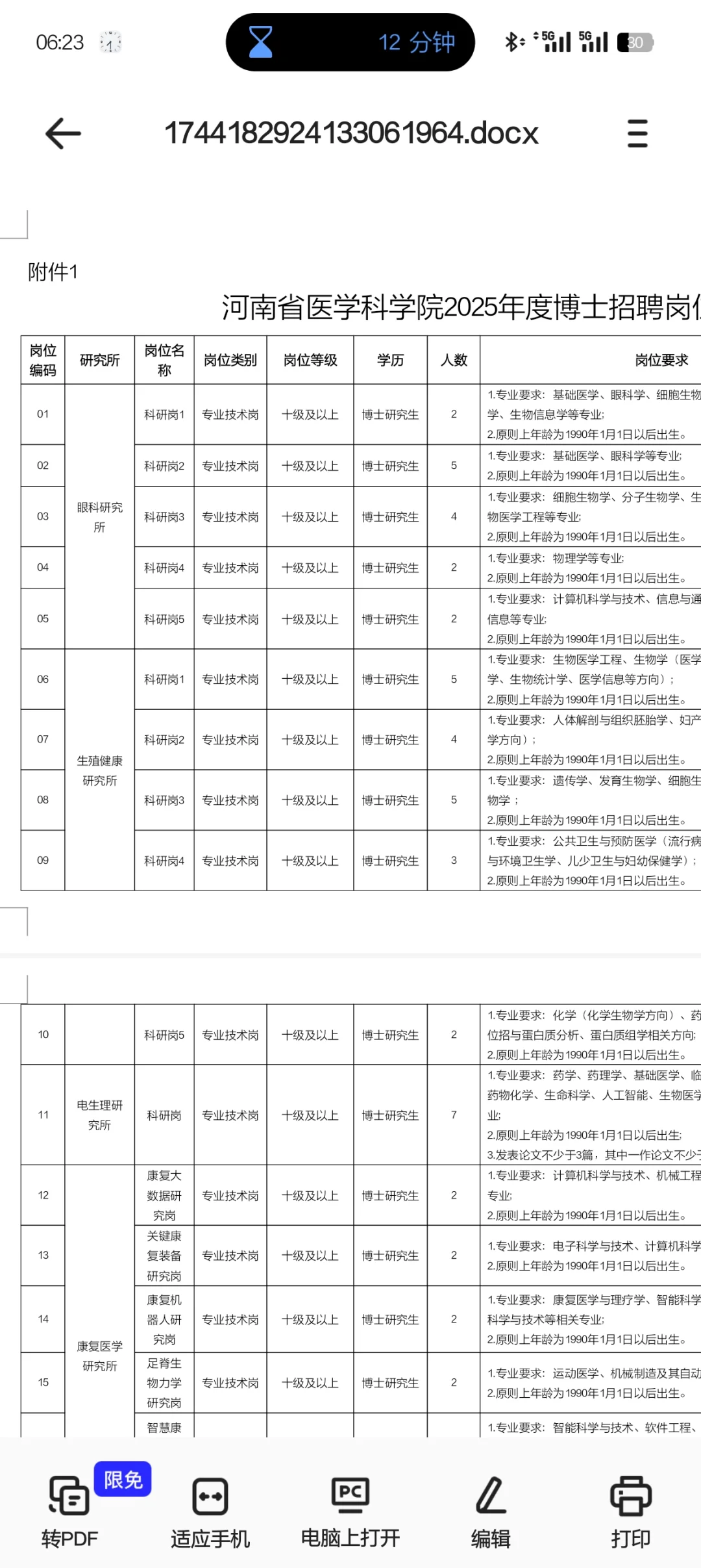 河南省医学科学院25年招聘