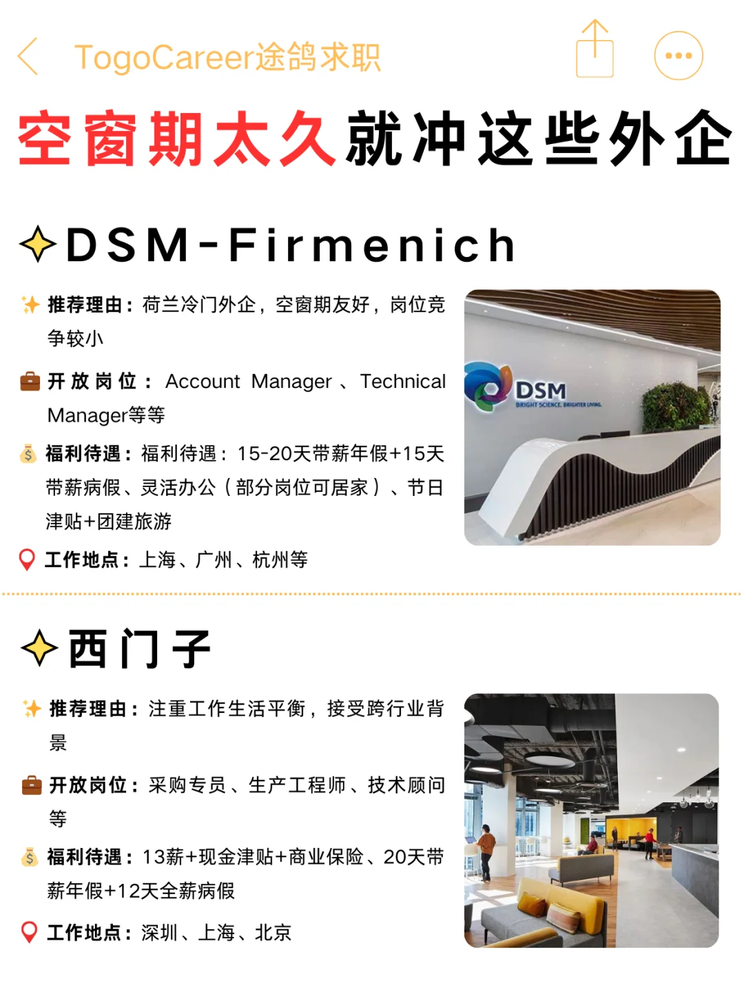 空窗期别焦虑！这些神仙外企真的能救急✨