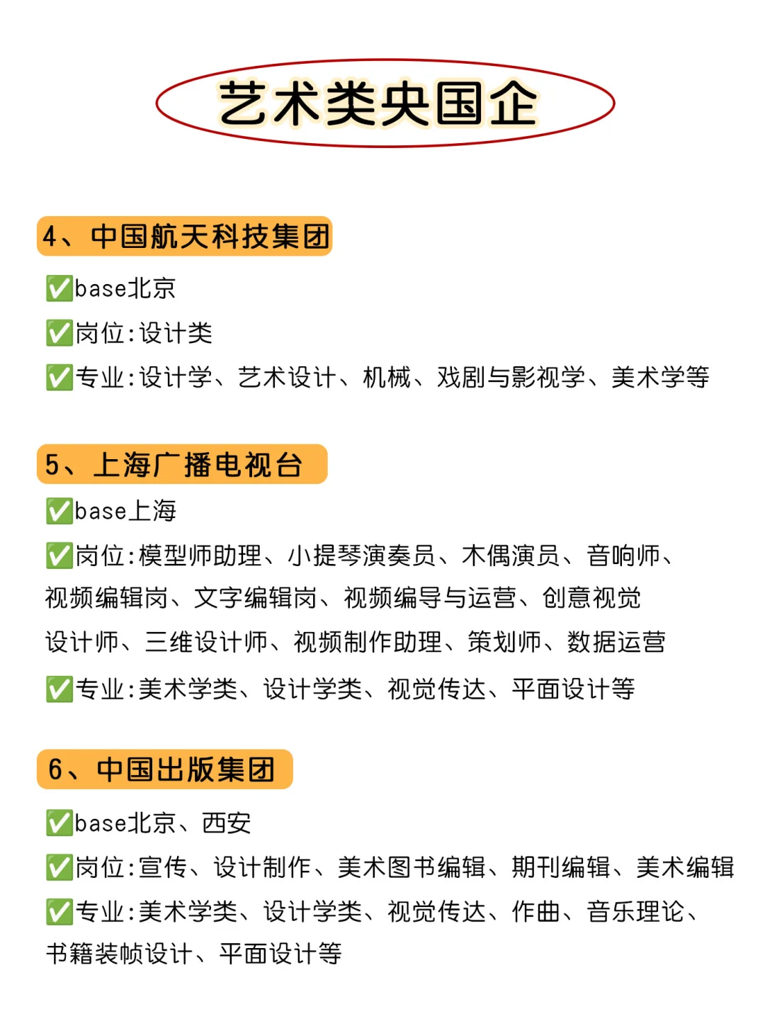 艺术类专业闭眼冲这几家央国企！不踩雷