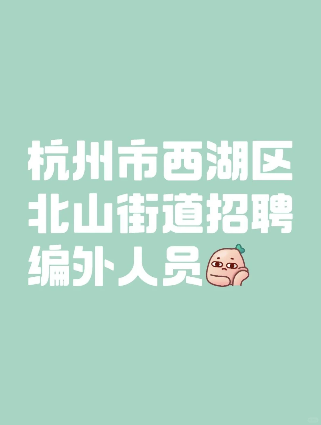 杭州市西湖区北山街道招聘编外人员8人