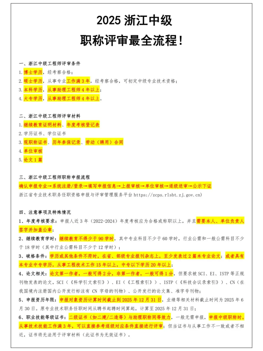 浙江中级工程师评审全流程！