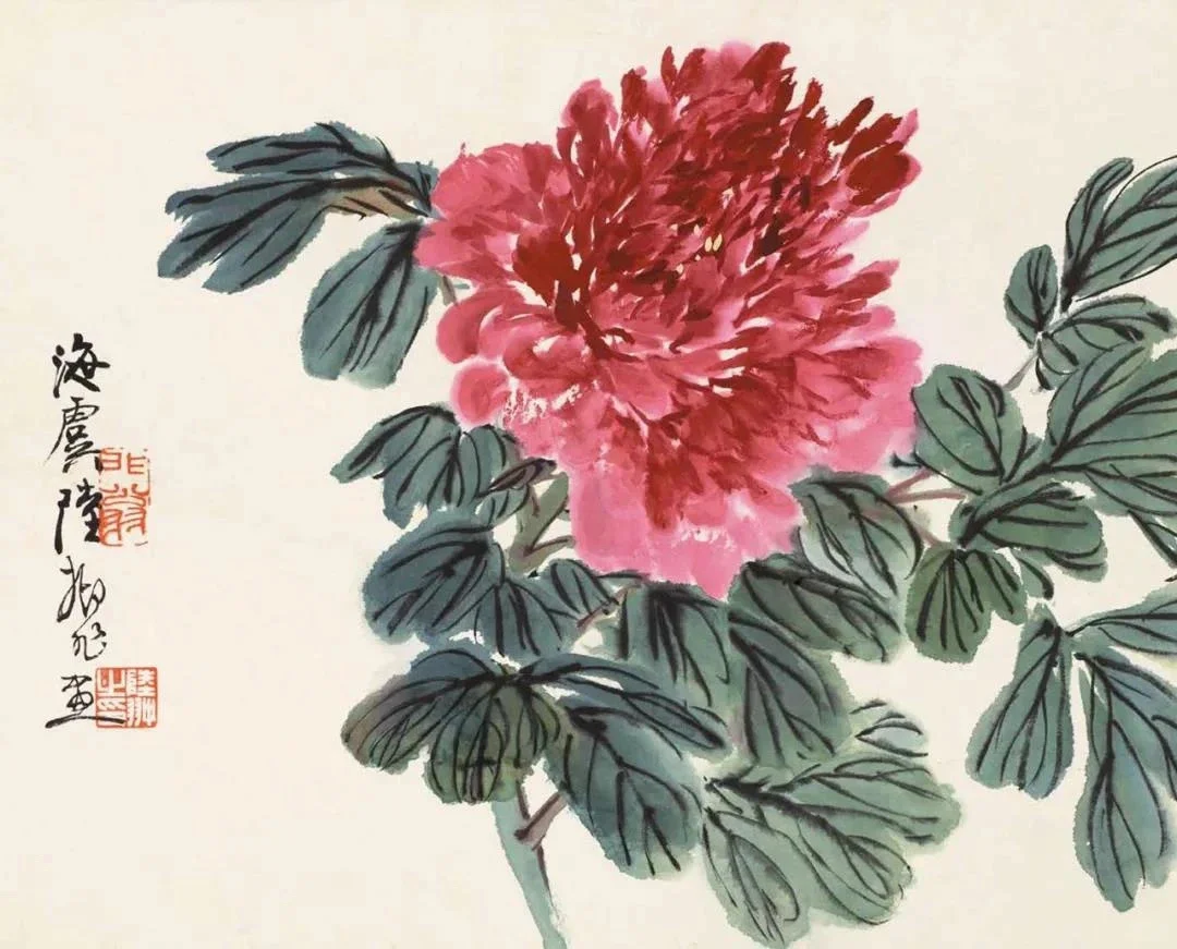 【陆抑非 花鸟动物画牡丹欣赏】