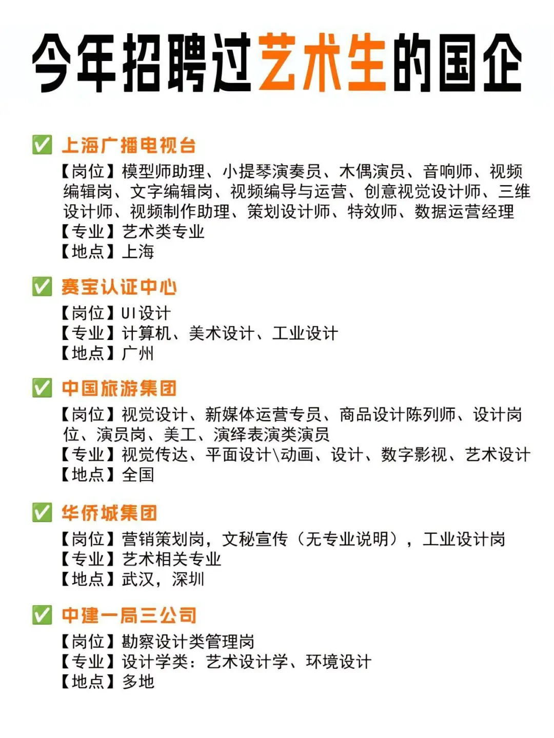 艺术生也可以进军央国企！！
