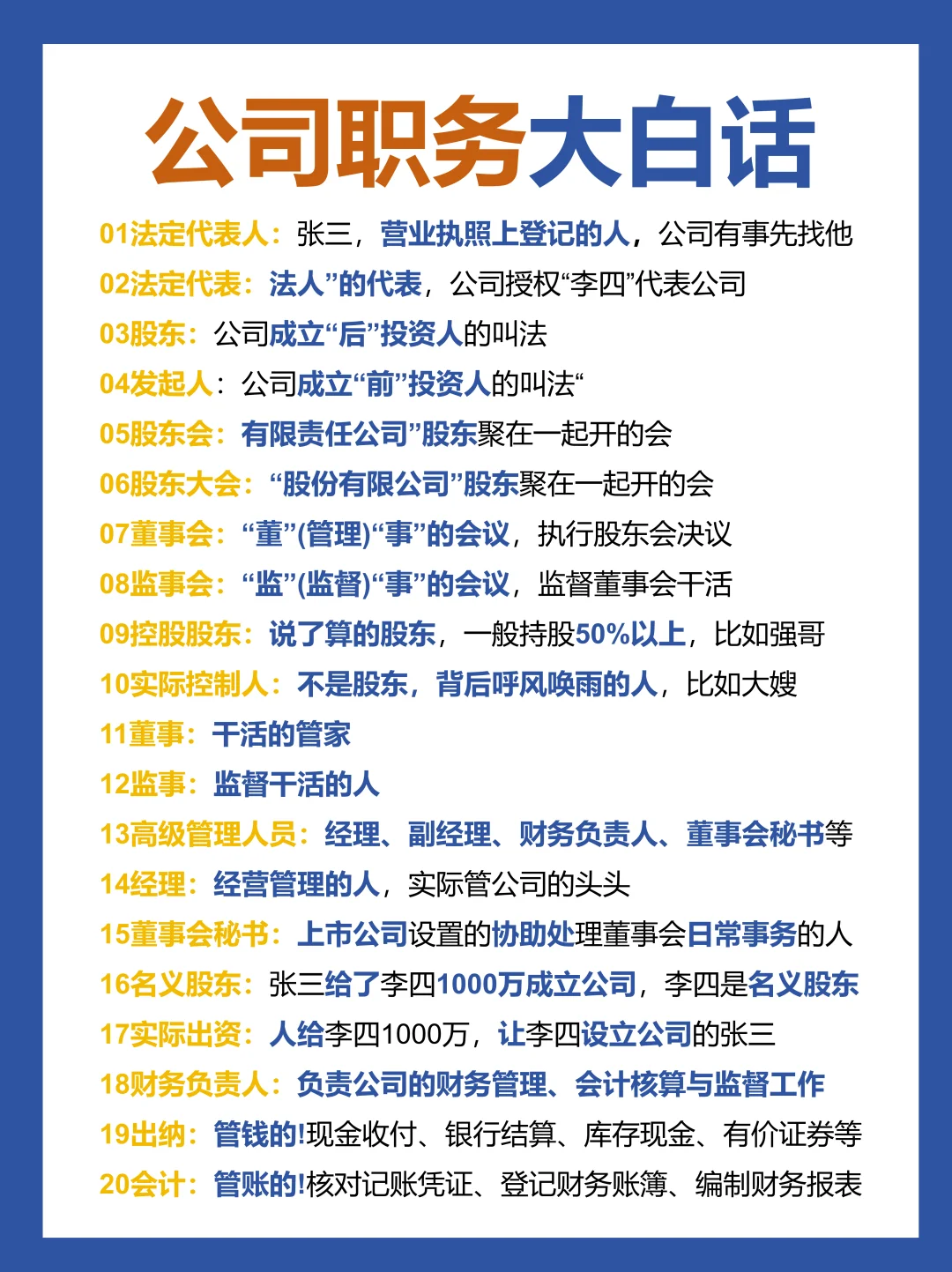 公司职务大白话，一看就懂?