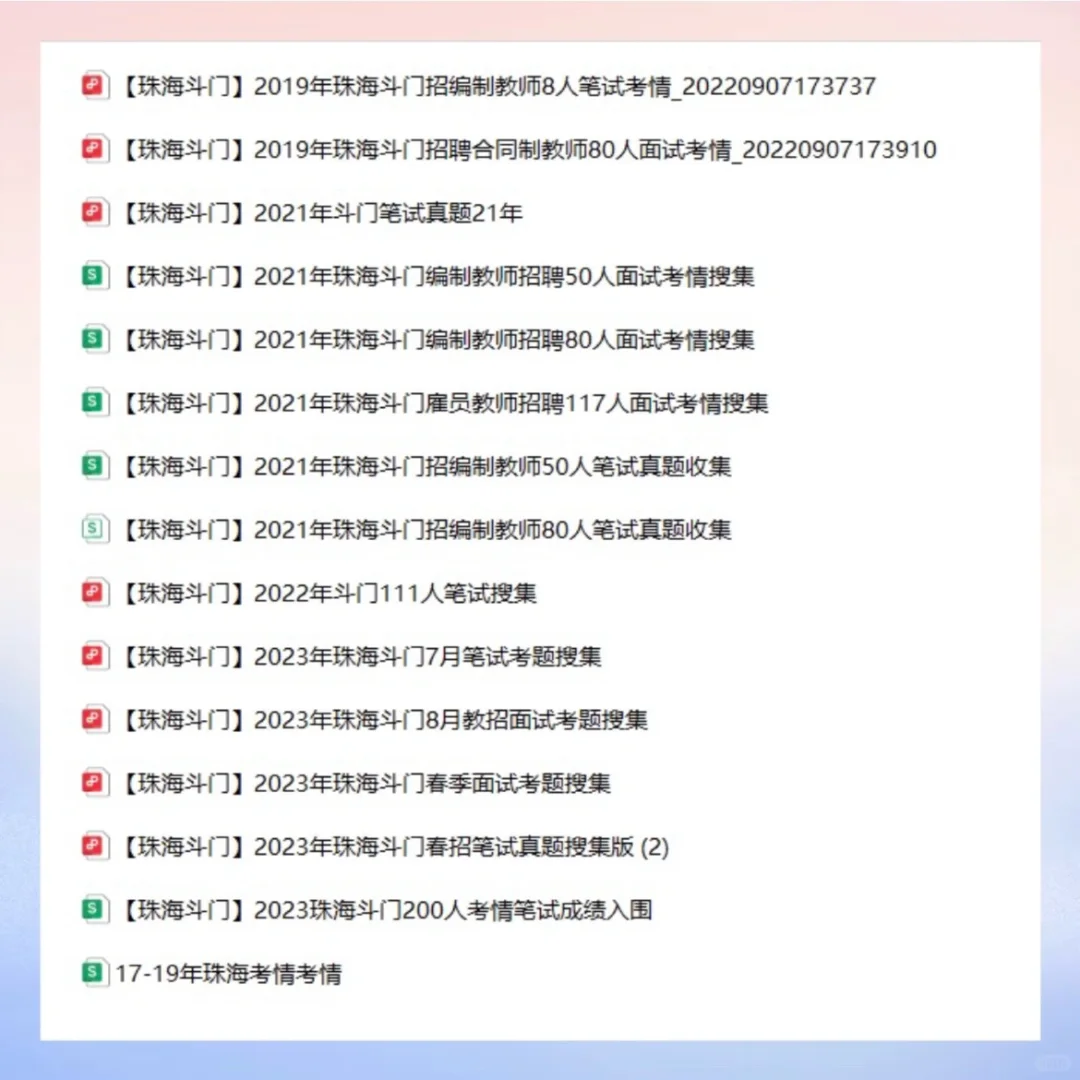 ?️谁还没有珠海香洲真题17～24年⁉️收集全啦