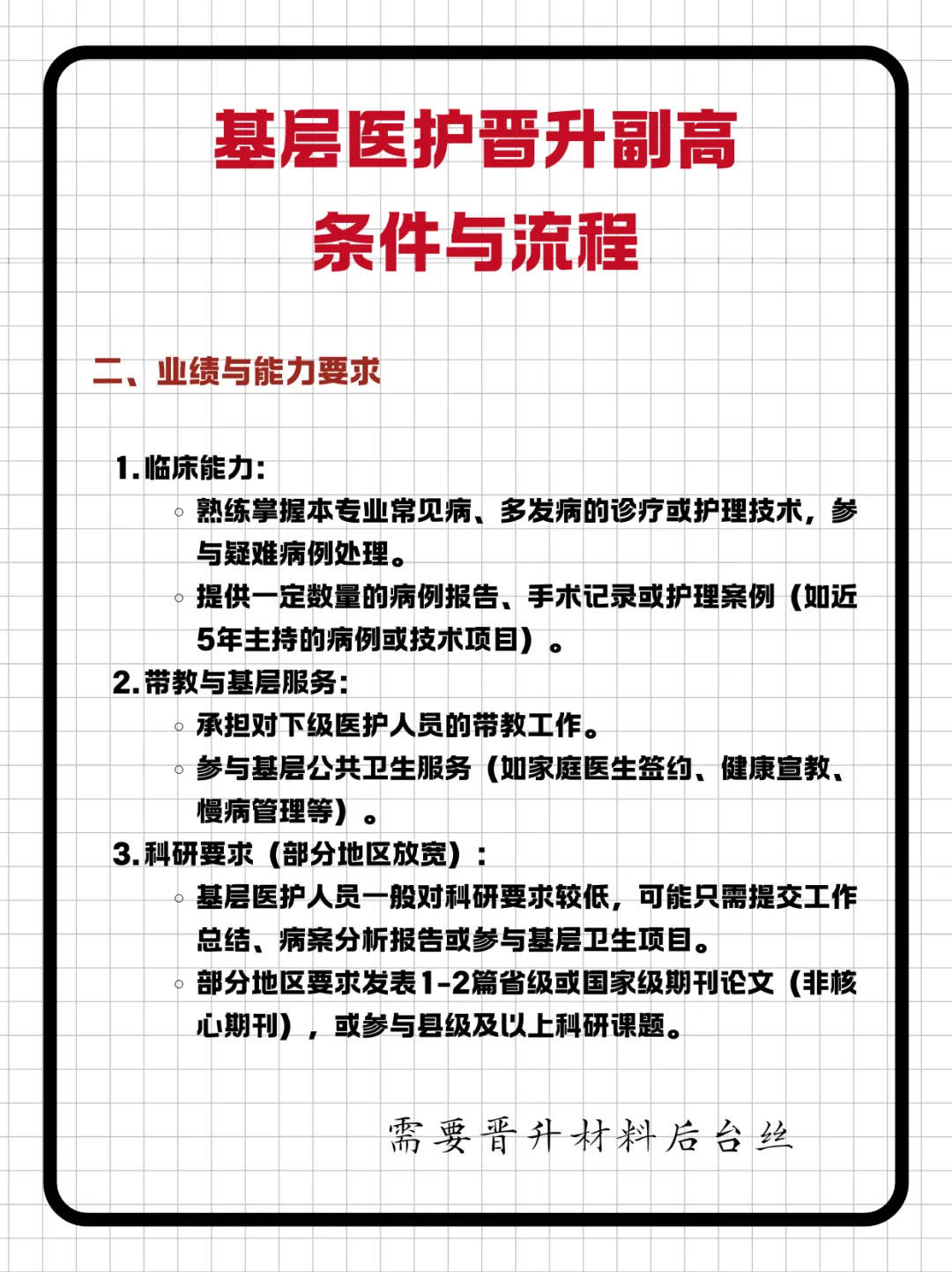 基层医护晋升副高流程?