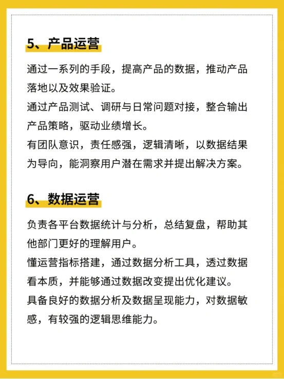 ⚠️十大运营岗位·全方位详细整理