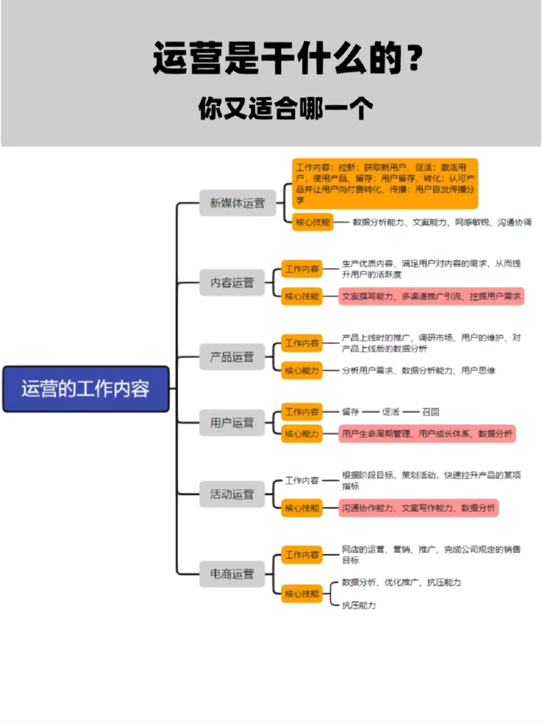 运营岗位有哪些？工作内容岗位职责分类！