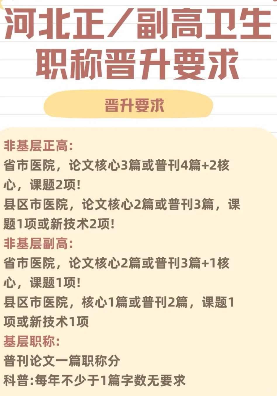 河北卫生高级职称晋升材料要求