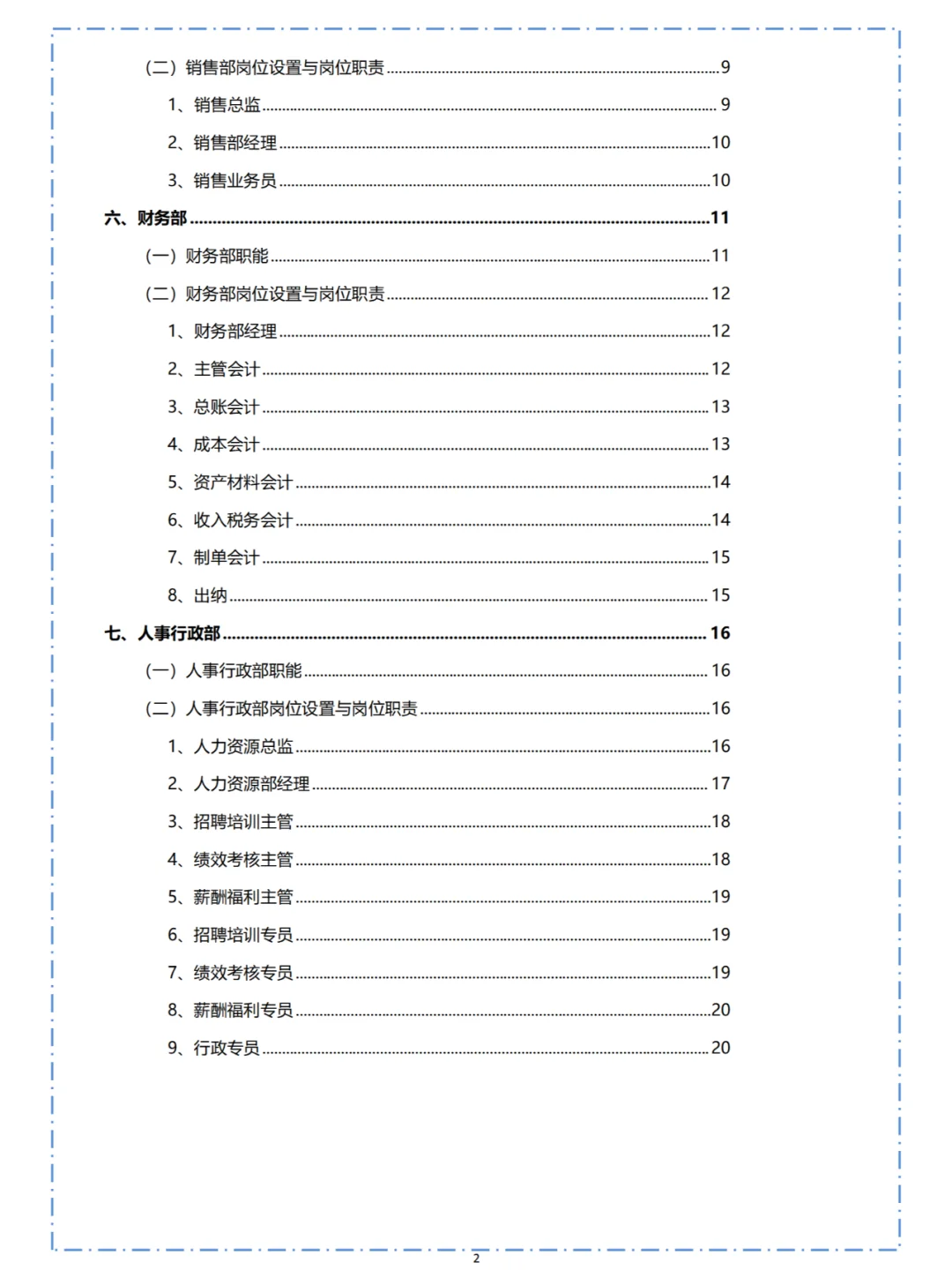 企业部门职能与岗位职责