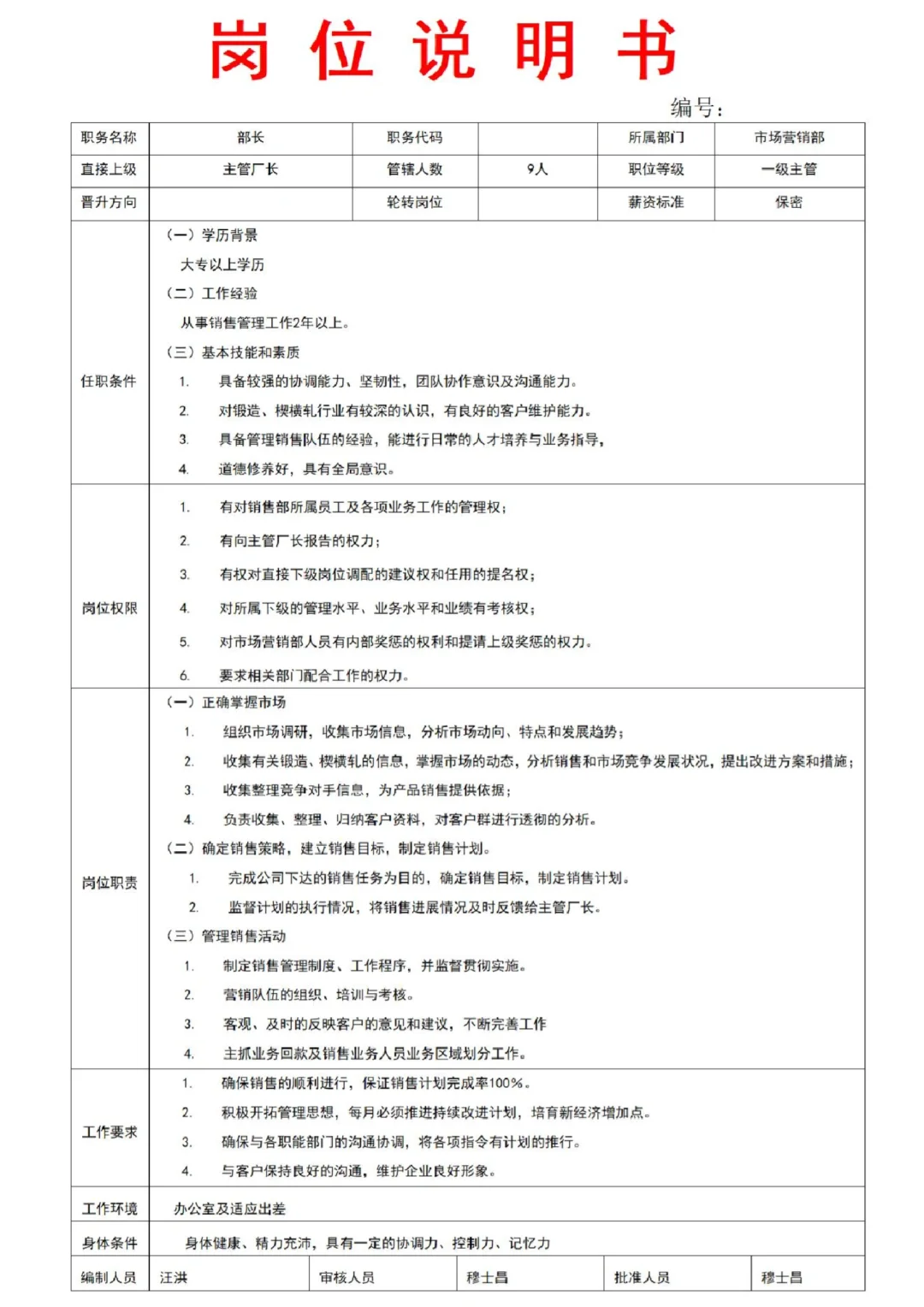 公司岗位设置模板，建议收藏