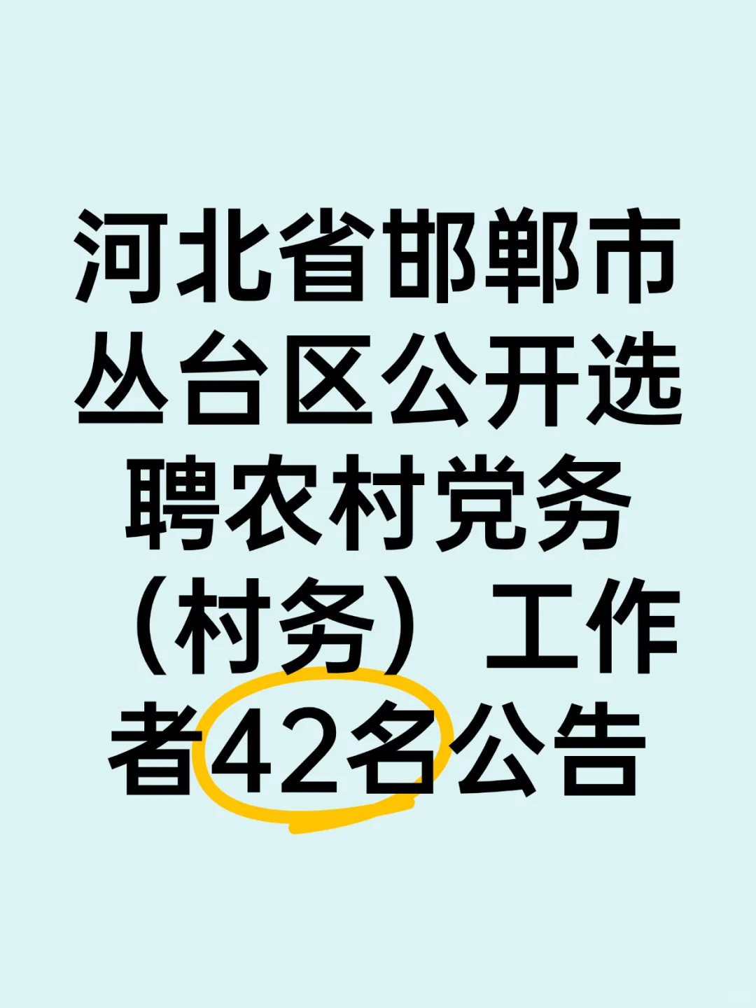 河北省邯郸市丛台区招聘党务村务工作者42名