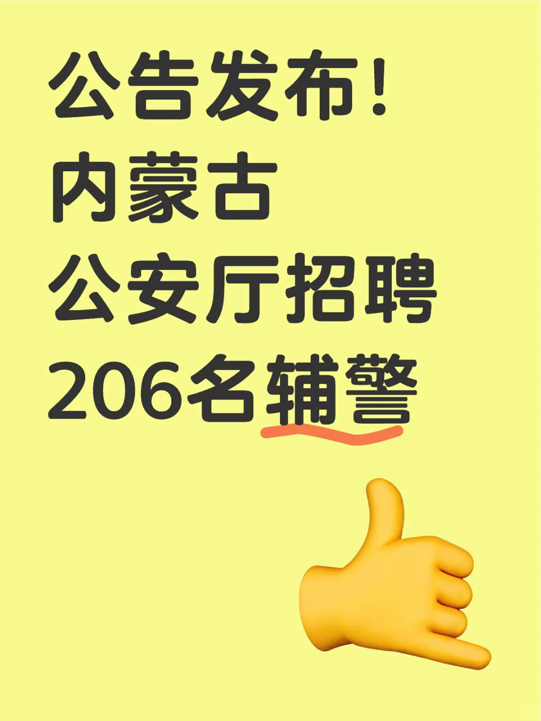 公告发布！内蒙古公安厅招聘206名辅警