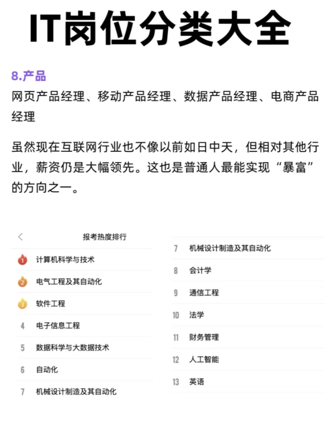 IT岗位分类大全
