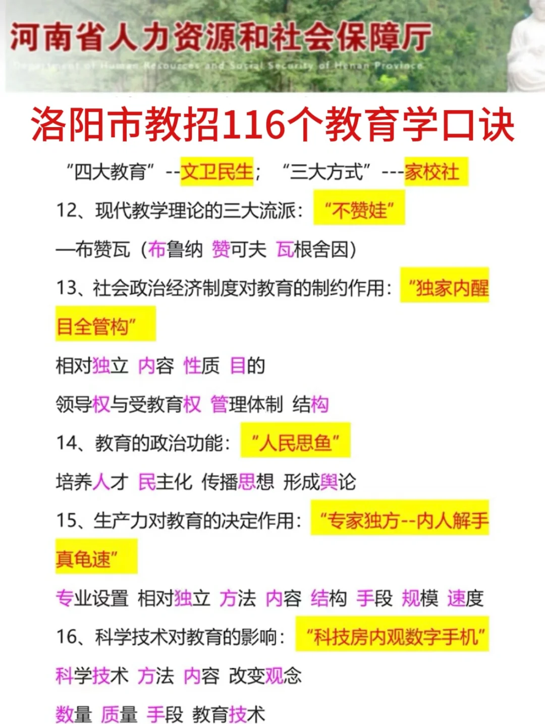 提醒一下要备考6.15河南洛阳市教招的人