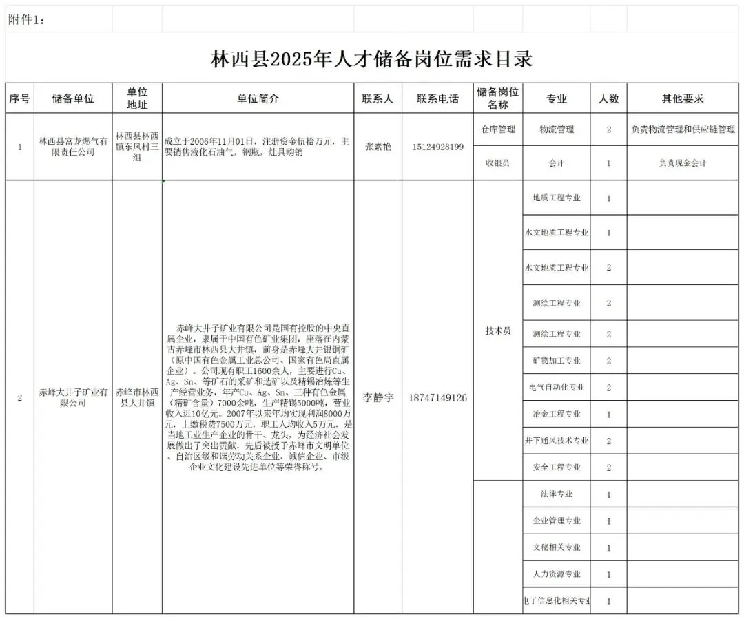 赤峰市林西县人才储备招聘