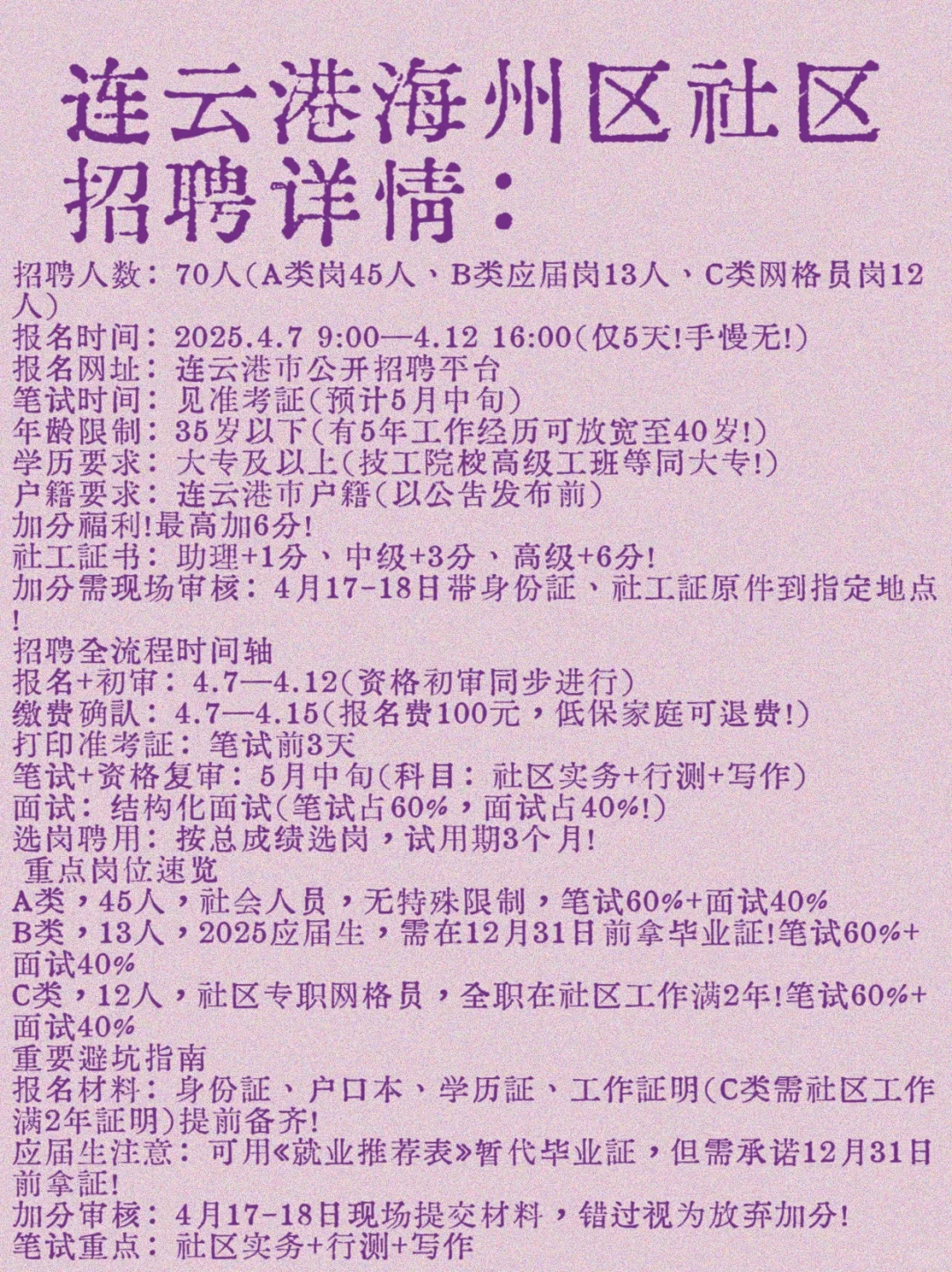 连云港海州区社区考试，错过等一年