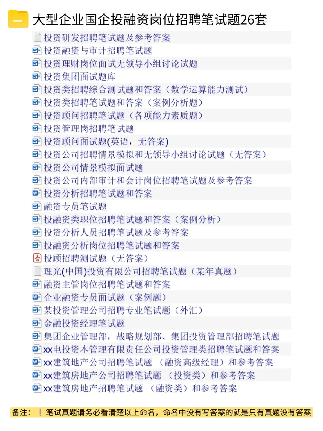 大型企业国企城投公司投融岗笔试面试真题