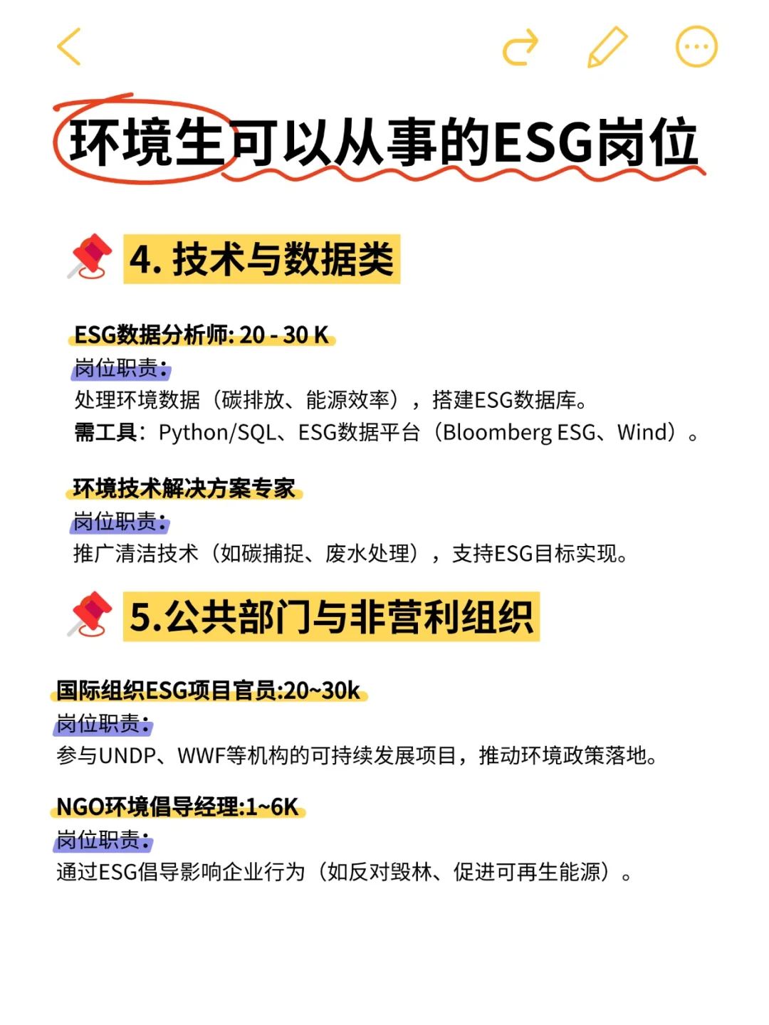 原来环境生可以从事的ESG岗位有这么多