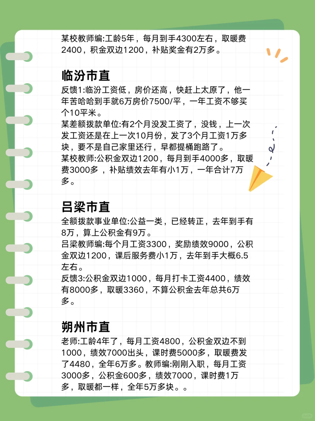山西省各个地方事业单位工资待遇！