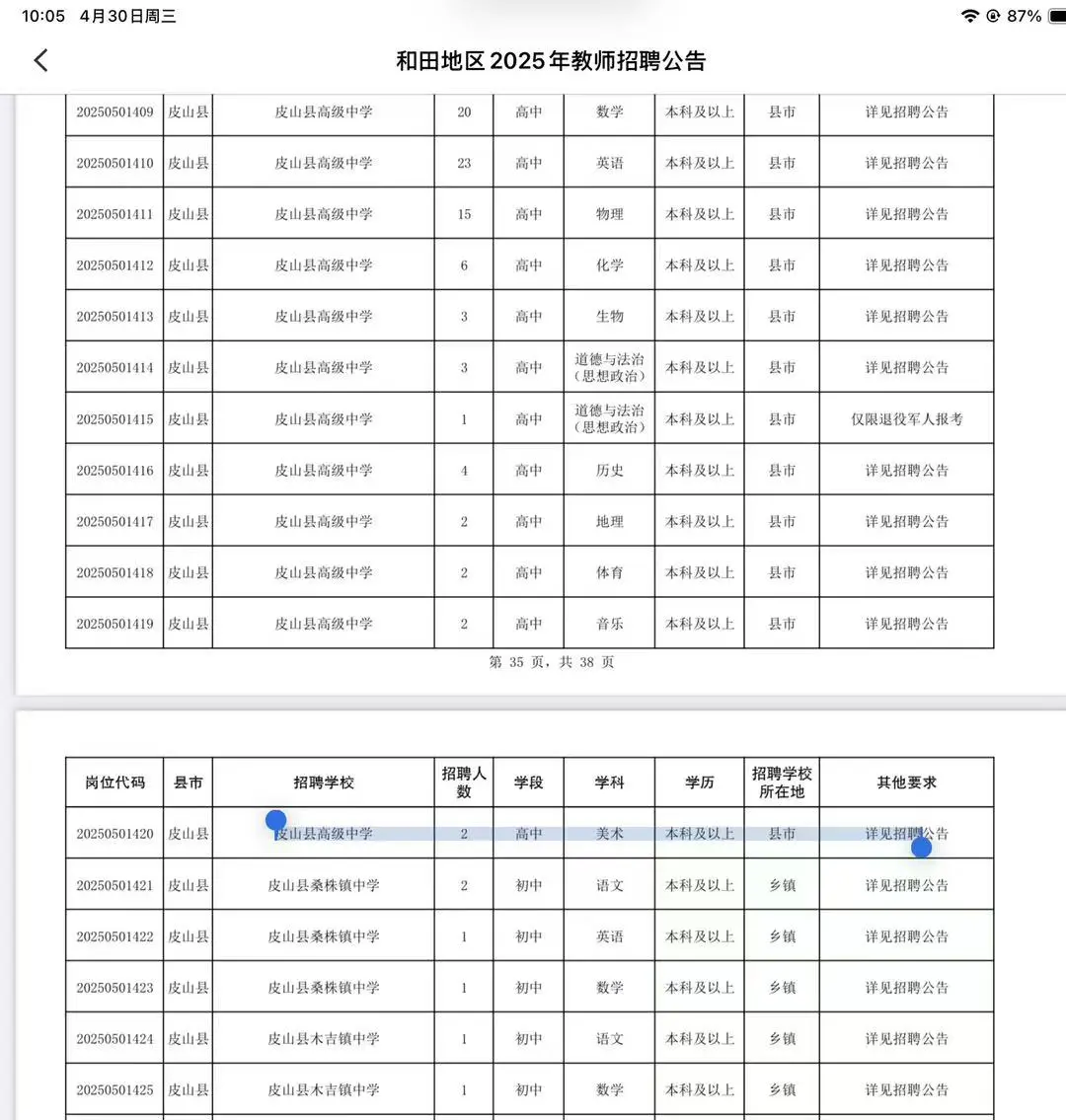 新疆和田地区招聘美术教师若干名