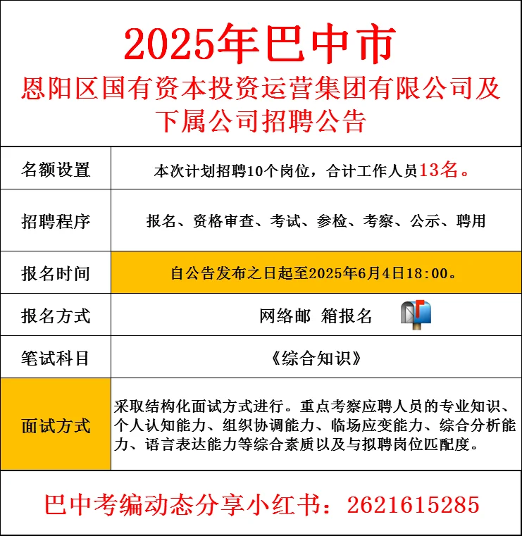 25年巴中市恩阳区国企招聘公告?