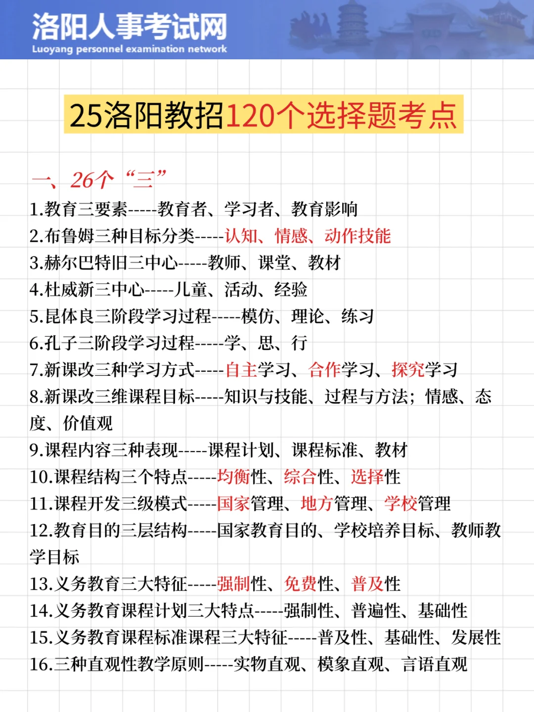 河南洛阳教师招聘，15天可以背完，熬夜背！