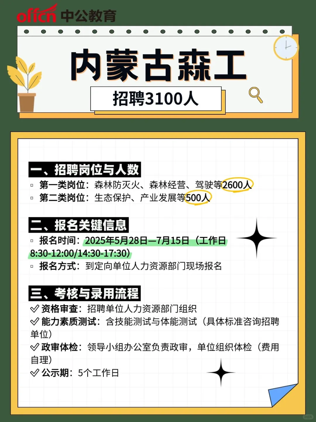 ?内蒙古森工招聘3100人！工勤岗报考