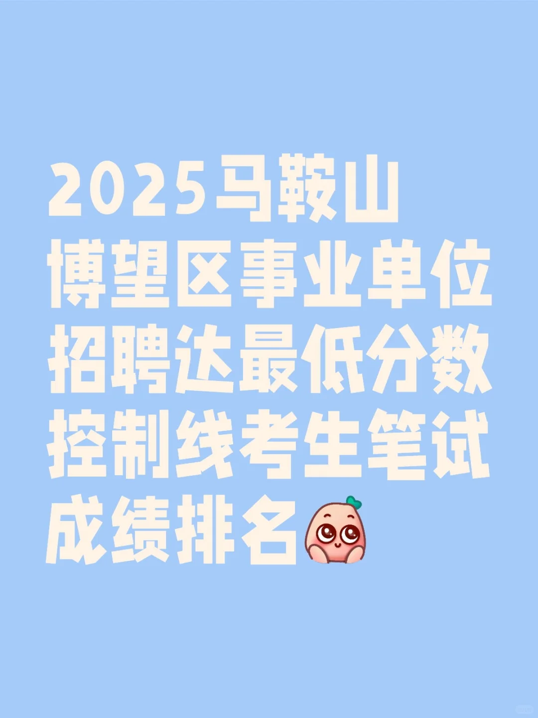 2025马鞍山博望区事业单位招聘成绩排名