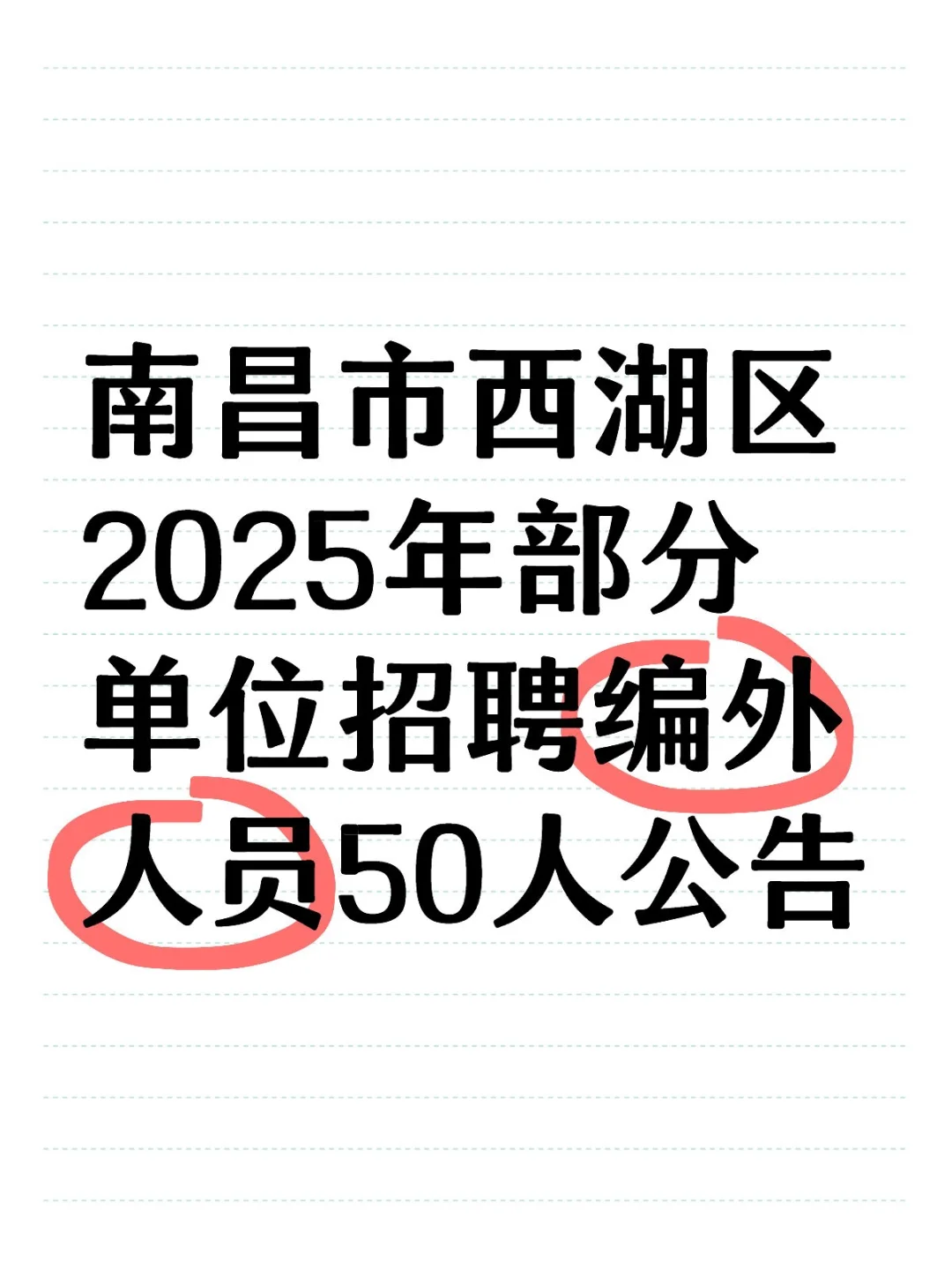 南昌市西湖区2025年部分单位招聘编外人员50