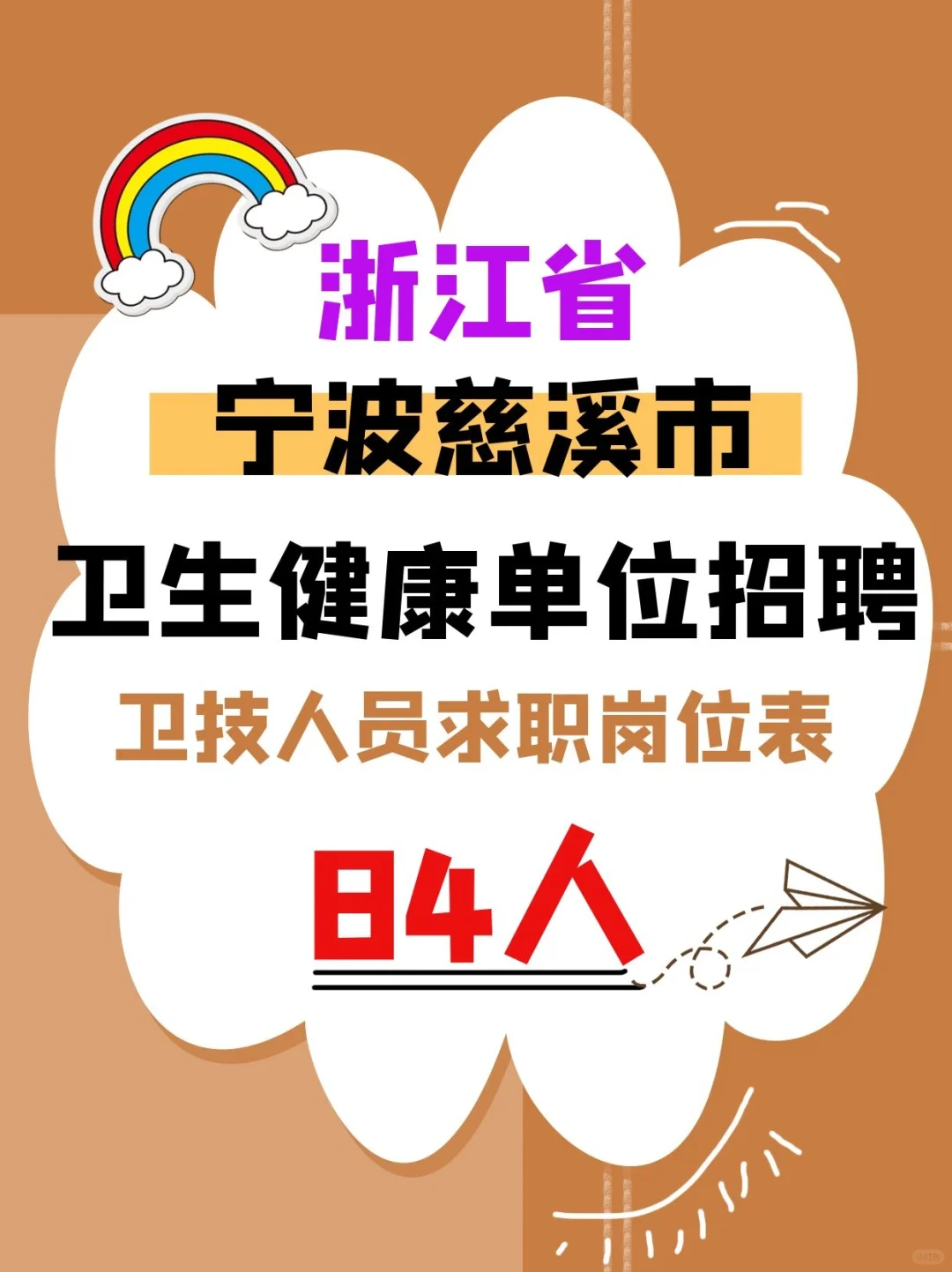入编!宁波慈溪市卫生健康单位招聘84人