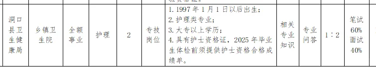 2025湖南洞口县卫生健康局所属事业单位招聘
