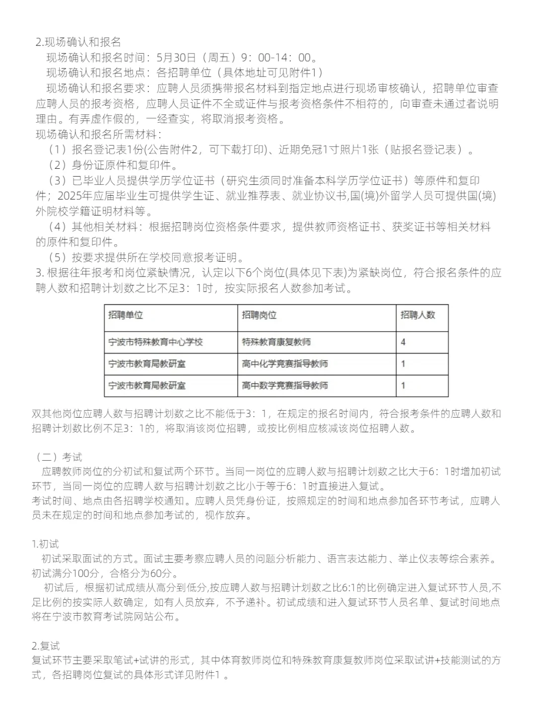 宁波市教育局直属学校(单位)招聘