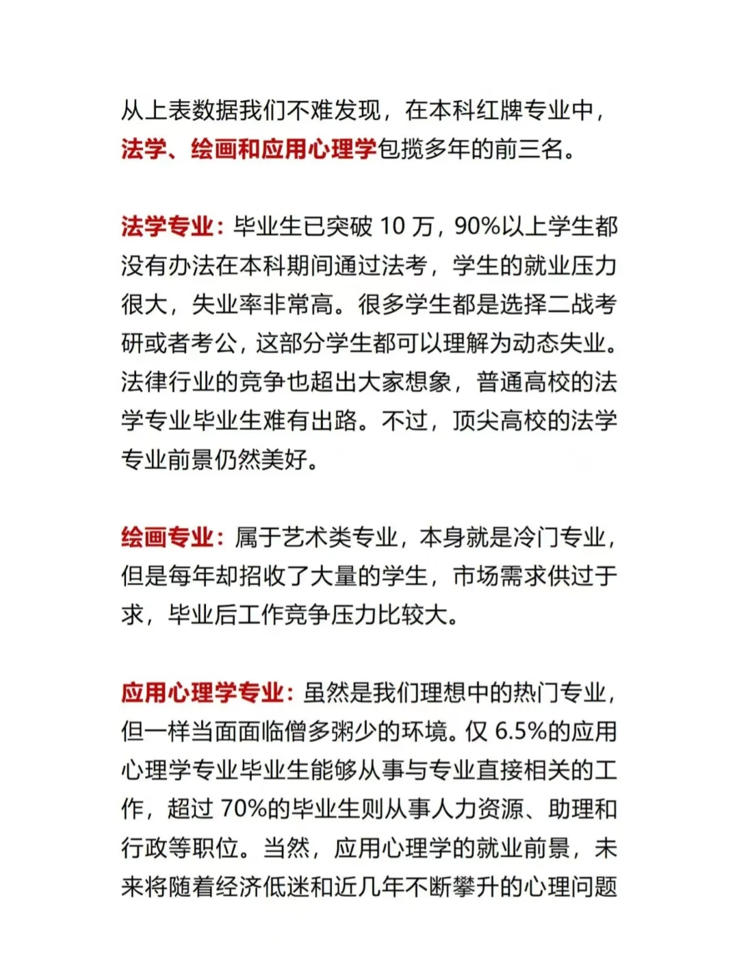 张雪峰:严重饱和的5个本科专业❗❗❗