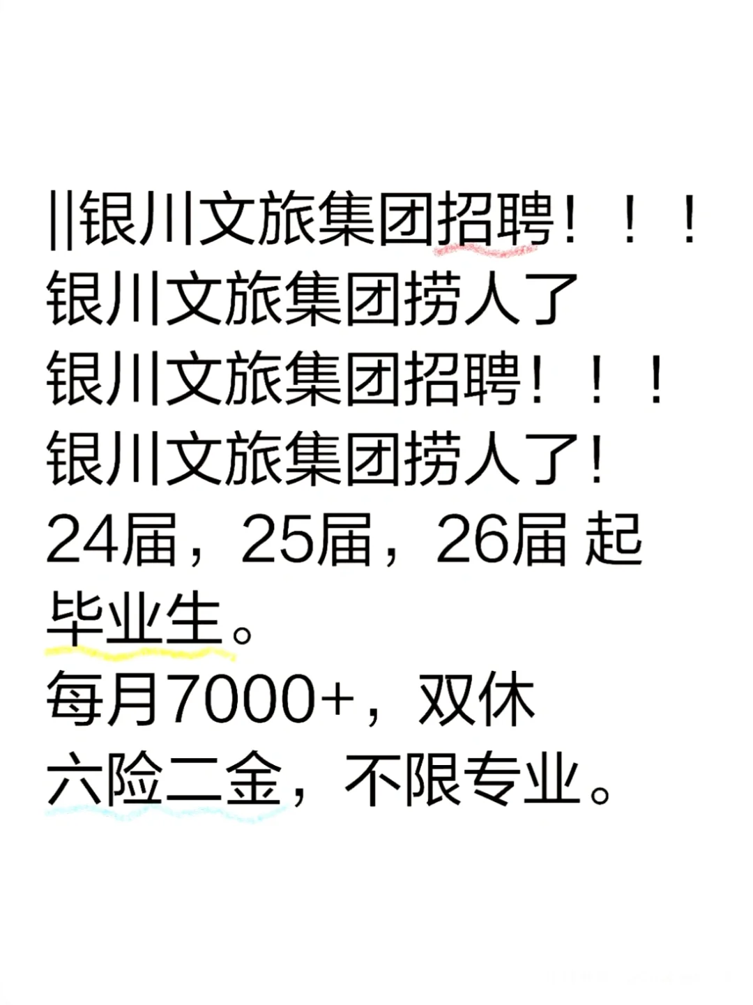 ||银川文旅集团招聘！！！
