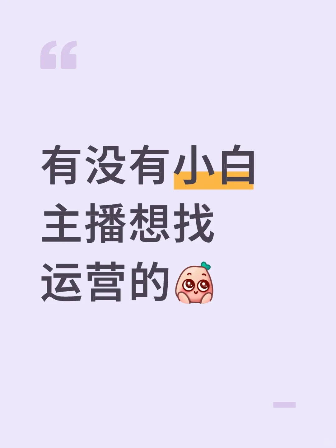 有没有小白主播想找运营的