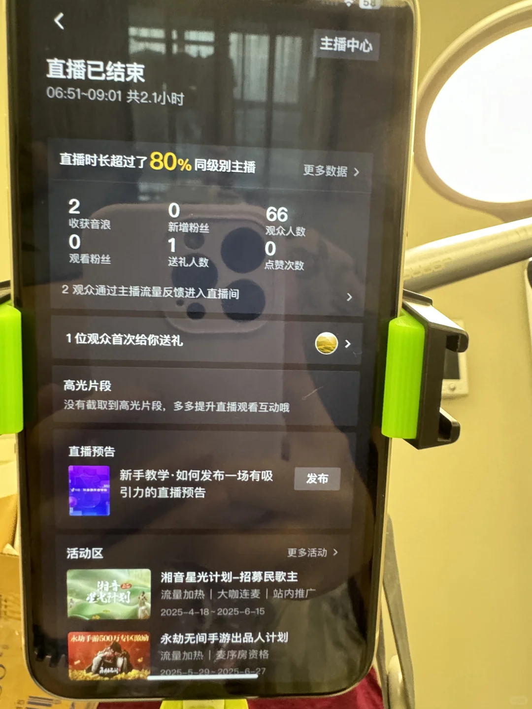 第一天直播66个人观看
