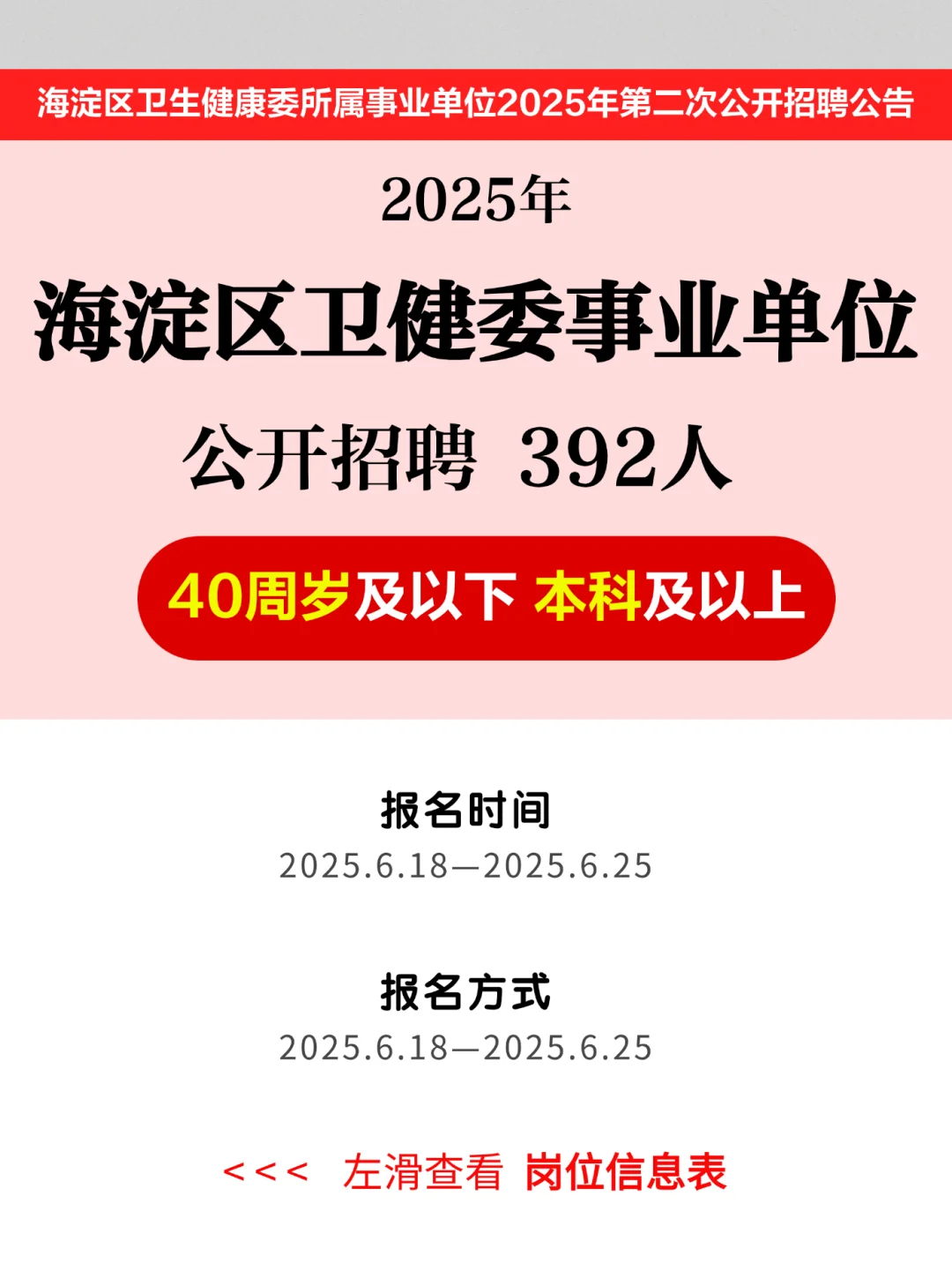 ?北京海淀区卫健委事业单位招聘392人