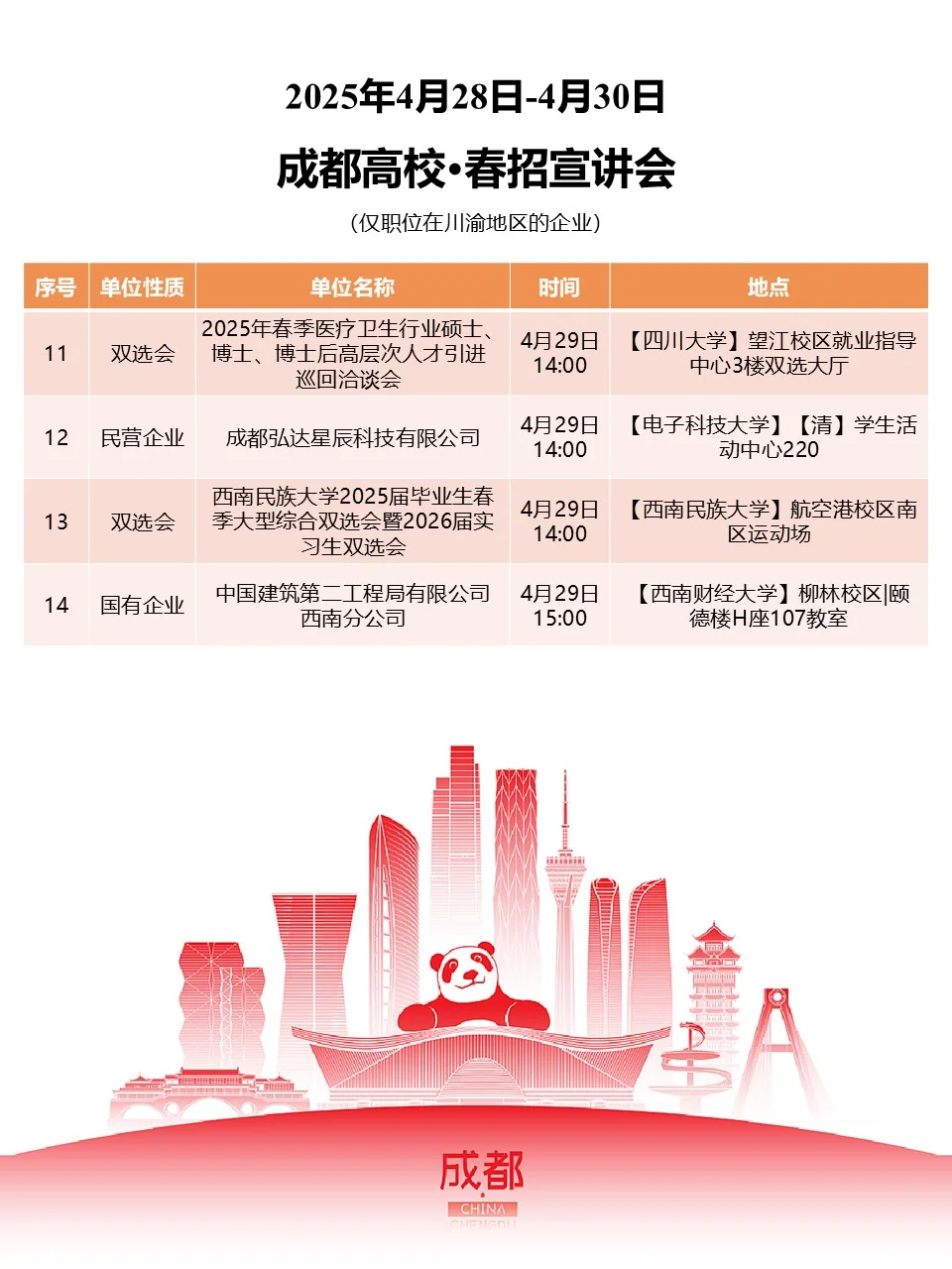 【25春招宣講會(huì)-成都】4月28日-30日