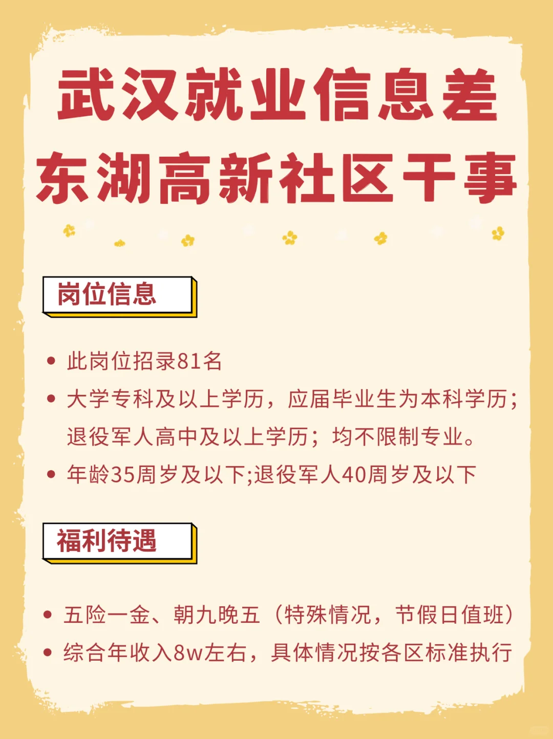 开年第一批社区干事招录❗️东湖高新✴️