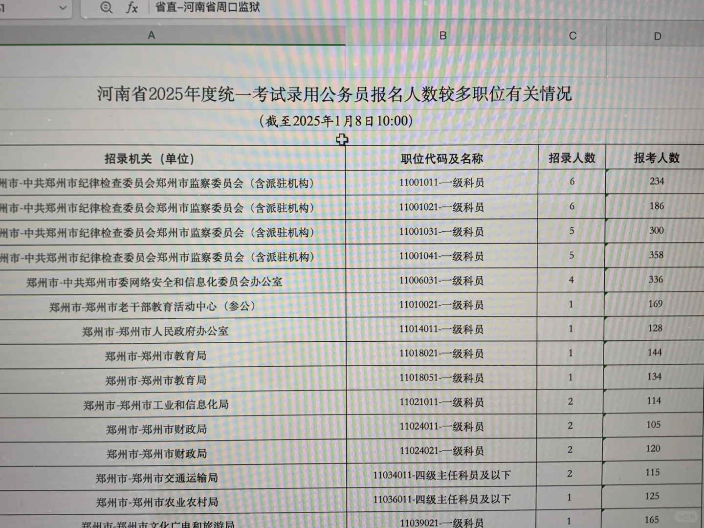 河南省考岗位报名情况查询方法