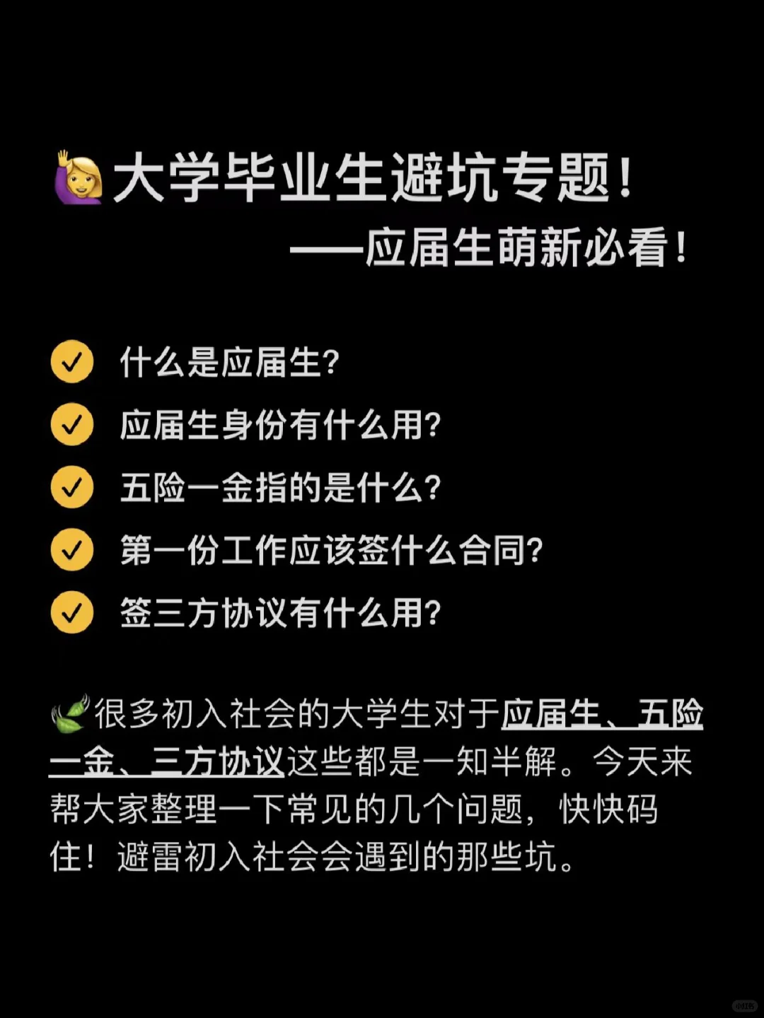 大学必修课4️⃣8️⃣：大学应届毕业生避坑专题