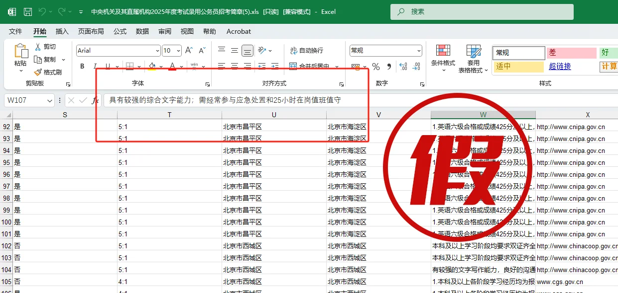 网传的25国考职位表是假的！